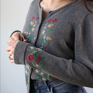 Liz Clairborne Vintage Floral Embroidered Cardigan